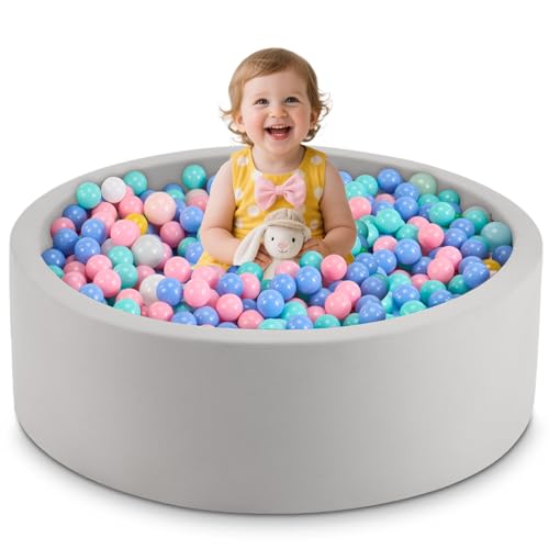 Aunekiv Piscina de bolas de espuma de 35,4 x 11,8 polegadas para crianças pequenas, piscina redonda para bebés de 1 a 3 anos, poços de bolas de brincar para meninos, presente ideal para meninos e