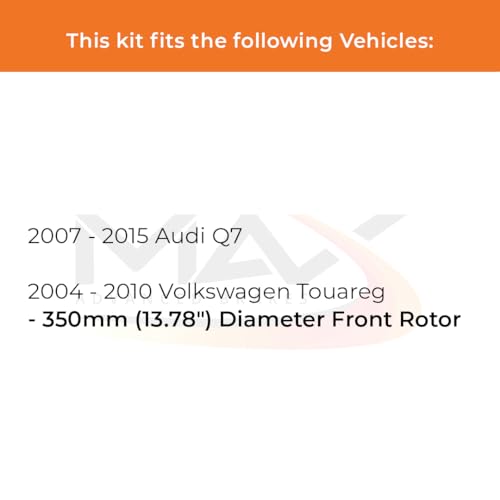 Image of Max Advanced Brakes Front Brake Kit Compatible With 2004-2008 2009 2010 VW Touareg Q7 w / 13.78 inch Front Rotor Replacement Geomet Coated OE Disc Brake Rotors and Ceramic Brake Pads