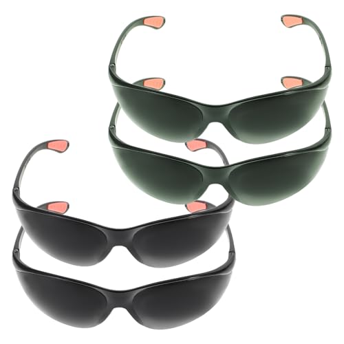 Ipetboom Lot de 4 Lunettes de Soudage en Plastique Résistant aux Projections Protection Oculaire Rayons UV Confort Léger pour Soudeur Couleurs Noir et Vert Foncé Équipement Sécurité