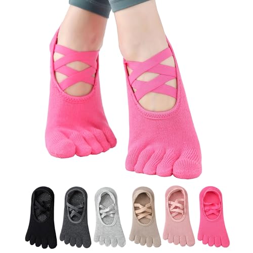 Image of SPENCIAL'S Women Non Slip Yoga Socks With Grips,Cotton Pilates Sports Athletic Dance Short Socks for Girls Ballet Pratice