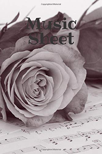 Music Sheet - cover with flowers - Music notebook - blank sheet music - music journal - piano book - sheets for guitar - paper for music - gift idea for music lovers (Italian Edition)