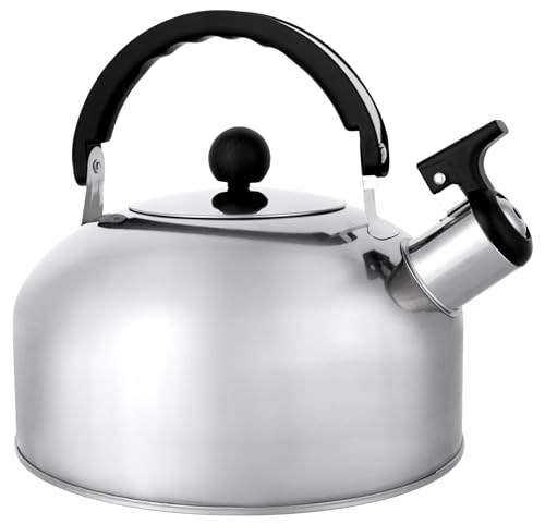 Pendeford Stovetop Kettle 2L Stainless Steel Whistling Kettle with Loud Whistle & Cool-Touch Handle Ideal for Gas & Electric Hobs Home & Camping