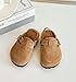 Kids Suede Clogs Toddler Clogs Boys Girls Sandals Cork Adjustable Buckle Mules Cute Slip-on Slippers (Brown, 7-7.5 Toddler)