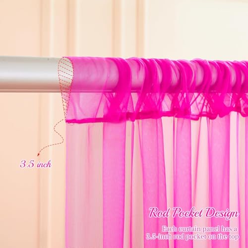 Image of 2pcs Backdrop Decoration Net Tulle Large Size, Nylon Made, Reusable, Soft, Wrinkled Free, 8 x 5 ft Each, Cabana Tent Party Decoration Items for Birthday, Anniversary (Pink)