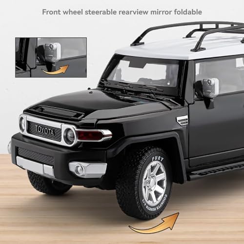 Image of 1:24 Fj Land Cruiser Toy Car Toyota Toy Car Diecast Metal Cars Light Sound Pull Back Openable Door Cars for Kids