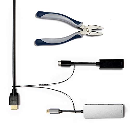 TetherTies Multi-Adapter Kit | Cable Tethers for Multiple Adapters and Dongles | Stop Theft of Conference Display Adapters, Mac Adapters, VGA Adapters | Free Crimping Tool | Black 10 Pack