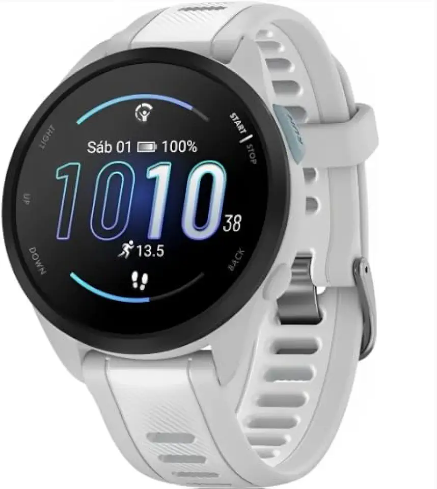 Relógio Forerunner 165, Bateria 14 dias, tela AMOLED, Gps, Treinos Personalizados, resistente à água, original Nota Fiscal e garantia - Branco