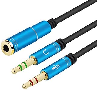 DnGeky Headphone Splitter For Computer 3.5mm Female to 2 Dual 3.5mm Male Headphone Mic Audio Y Splitter Cable Smartphone Headset to PC Adapter (Black)