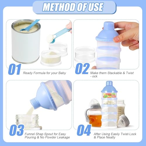 Image of Stackable Baby Milk Powder Dispenser, 5-Layer BPA-Free Formula Storage Container, Portable, Non-Spill Snack Cup for Travel & Home, Food-Grade Multipurpose Baby Food Organizer (Blue)
