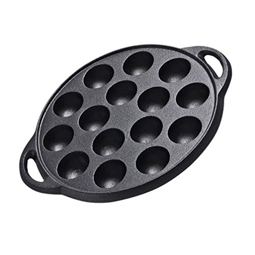 Cabilock Mini Cake Pans Cast Iron Snail Escargot Plate 15 Compartment Holes Black Pancake Mold