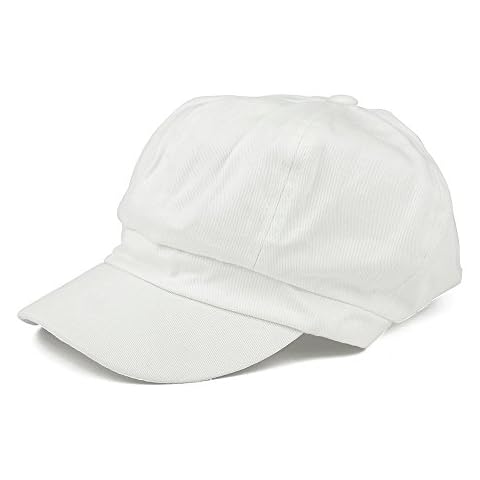 Women's Cotton Newsboy Cap - White Cover