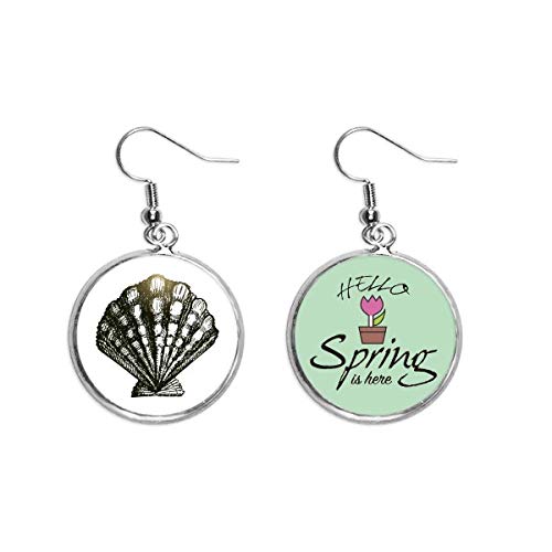 Pendientes de primavera estilo vida marina con ilustración negra tipo colgante decorativo