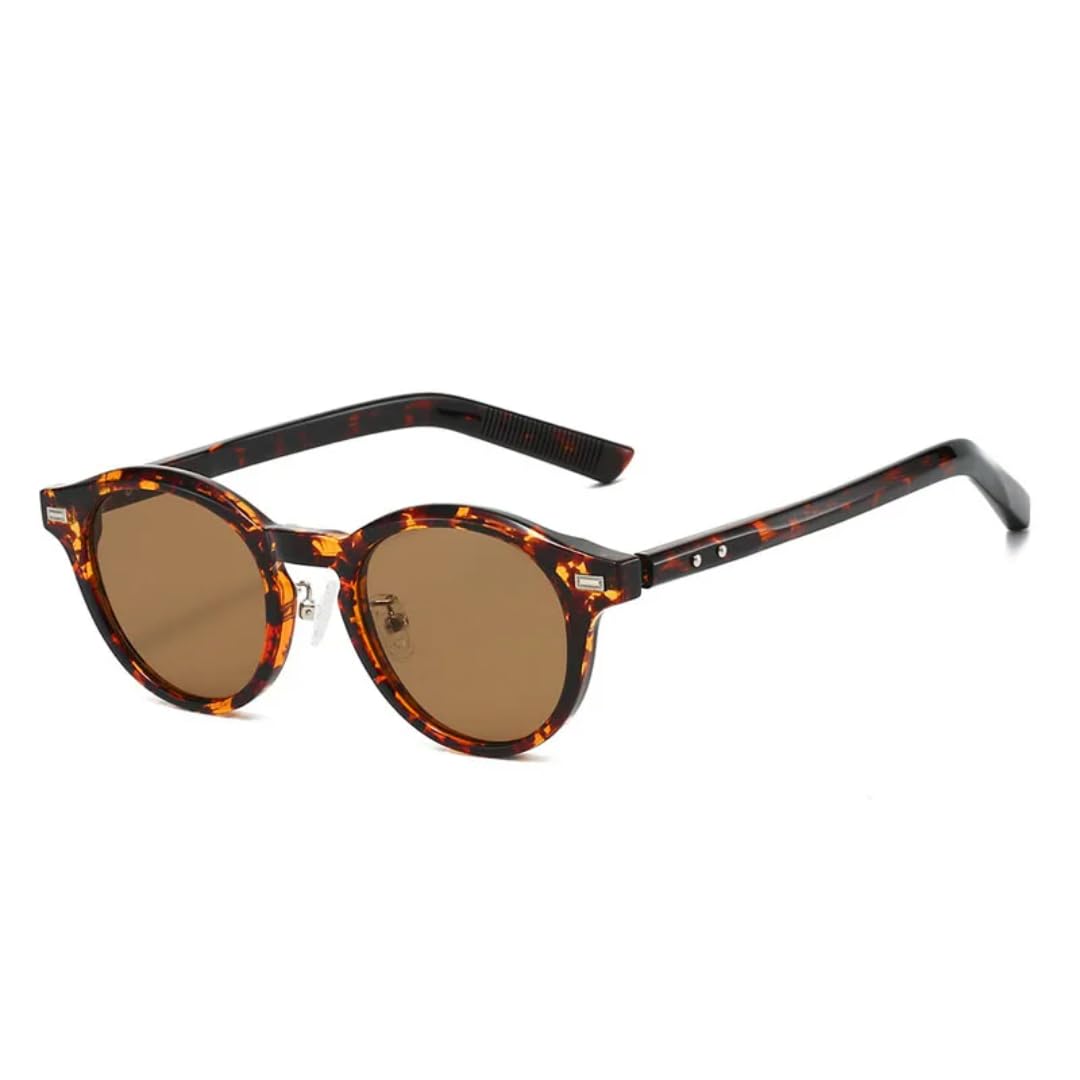 Lunettes de soleil rétro rondes homme verres UV400 couleur bonbon tendance punk rivets - 8