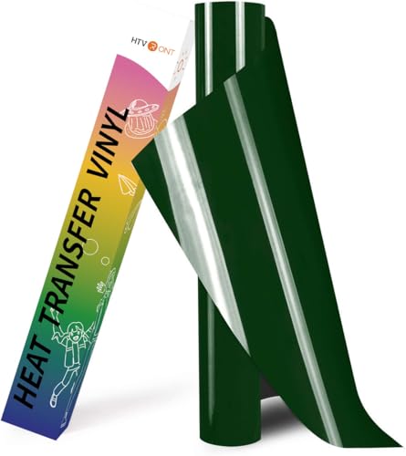 Image of HTVRONT HTV Vinyl Rolls Heat Transfer Vinyl - 12 inch x 8ft Dark Green HTV Vinyl for Shirts, Iron on Vinyl for All Cutting Machine - Easy to Cut & Weed for Heat Transfer Design (Dark Green)