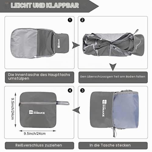 ZOMAKE Faltbarer Rucksack Leicht,Wanderrucksack Rucksäcke,35L(Mittelgrau) – Ansicht 6