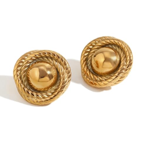 Boucles d'oreilles tricot torsadé vintage chic plaqué or 18 carats durable