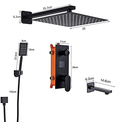 Robinet de douche numérique noir mat anti-brûlure avec mitigeur cascade - 3