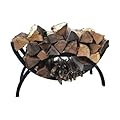 Woodhaven 3 Foot Crescent Firewood Rack Heavy Duty - Made in the USA - Indoor Outdoor Log Rack - Steel - Wood Log Holder - Black Powder Coat Finish (No Cover)