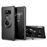 Galaxy S8 Case with Metal Ring Holder Kickstand, SmartLegend Dual Layer Shockproof Heavy Duty Protection Defender Armor Case [Magnetic Car Mount Compatible] for Samsung Galaxy S8 - Black