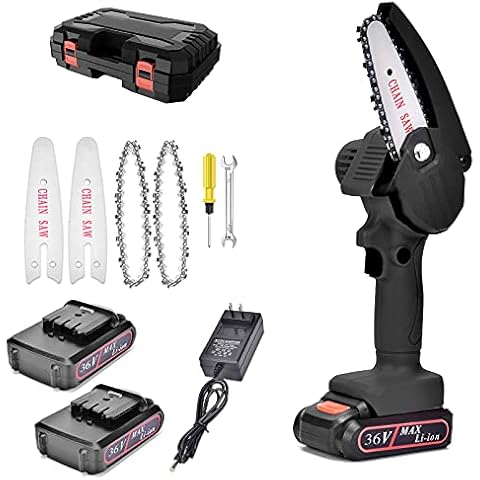Mini Electric Chainsaw Portable Cordless 36V Chainsaw 4-Inch Electric Pruner Saw with 2 Batteries for Courtyard Tree Branch Wood Cutting Cover