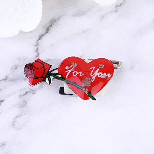 Ushobe 10Pcs Valentines Day Heart Brooches And Pins Luminous Breastpin Flashing Lapel #TOP4