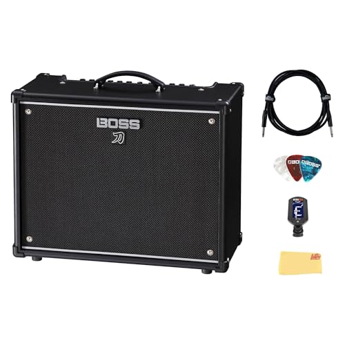 Boss Katana-100 Gen 3 100-Watt 1x12-Inch Guitar Combo Amplifier Bundle with Gearlux Instrument Cable, Tuner, Picks, and Austin Bazaar Polishing Cloth