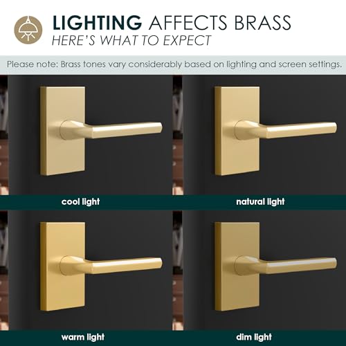 Mega Handles Glamor Dummy Lever, Door Handle Set for Closet or French Doors, Single Side Door Levers, Non-Turning, Fits All Standard Door Sizes, Screws Included - Satin Brass (2 Pack) by Mega Handles - Image 2