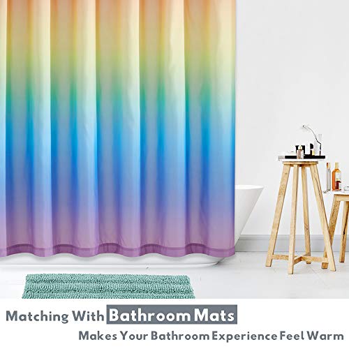Kgorge Ombre Shower Curtain Waterproof - Rainbow Color Gradient Print Pattern For Bathroom Shower Stall Backdrop Brighten Space Decor, 72 X 72 Inch, Hooks Included #TOP4