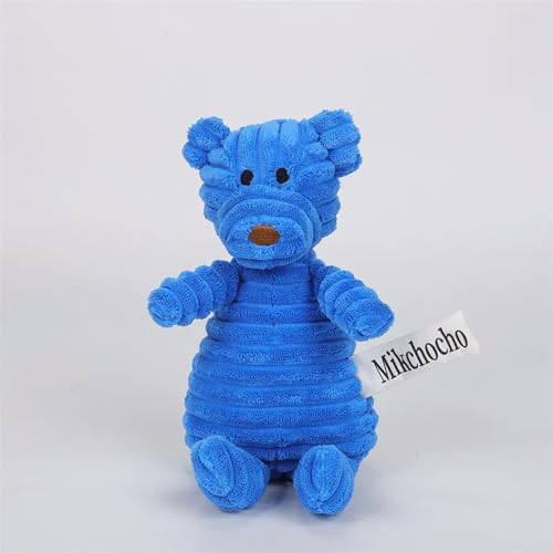 Mikchocho fun pet toy blue bear shape corduroy plush chew toy puppy molar pet training dog accessories-sit hight 20cm-white