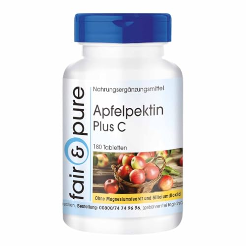 Fair & Pure® - Pectina de Manzana con Vitamina C y Calcio - Vegana - Alta pureza - 180 Comprimidos