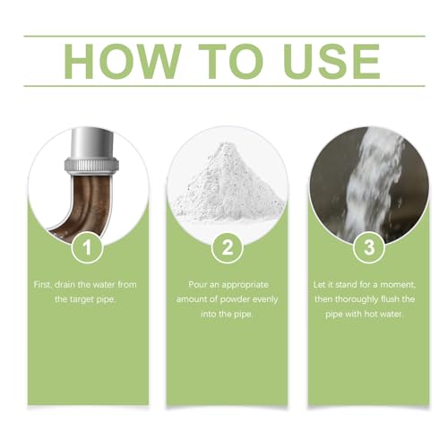 Polvo para limpieza de tuberías para uso doméstico, reduce olores, fácil de usar, mantenimiento diario de desagües (2 unidades) miniatura 7