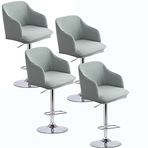 Xgangm Curved Back Bar Stool Slipcovers With Arms Set Of 2/4/6 Stretch Bar Chair Slipcovers Bar Stool Cover Swivel Chair Protector For Counter Kitchen Dining Room Desk,Silver Gray,4Pcs #TOP6