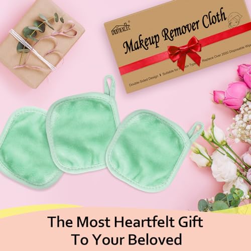 Homexcel Makeup Remover Cloth 12 Count (Pack Of 1), Reusable Makeup Remover Pads, Washable Ultra Soft Facial Cleansing Cloths For All Skin Types, 5 X 5 In, Green thumb #6