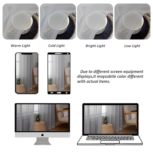 Image of Chyhomenyc Sheer Valances for Windows 2 Pack, Small Window Curtains for Living Room Bathroom Cafe Laundry Basement, Modern Top Dual Rod Pocket Voile Curtain, 42W x 18L inches, Light Grey