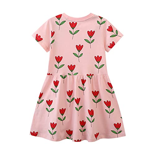Toddler Girls Clothes Cotton Casual Pattern Print Short Sleeve Dress Casual Spring Summer Girls Dress2