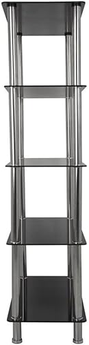 Miniatura 5 de AVF Estantería alta de 5 niveles de acero y vidrio de transición en negro/cromo