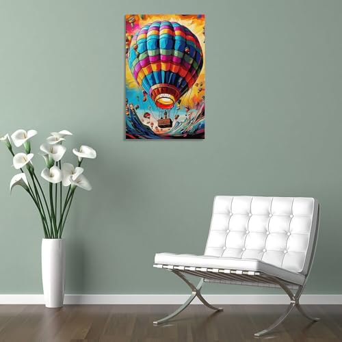 Tableau Impression sur Toile Montgolfière Déco Murale 40x60cm
