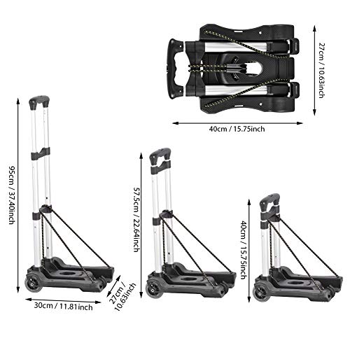 Hivexagon Folding Luggage Cart 88lbs Load Capacity Compact Lightweight and Durable Aluminum Alloy Travel Trolley for… - Image 6