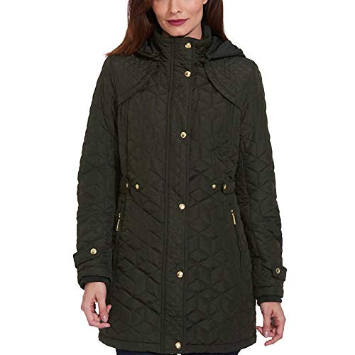 Weatherproof Garment Co. Womens Hooded Midweight Quilted Walker Jacket (Medium) Pine Green