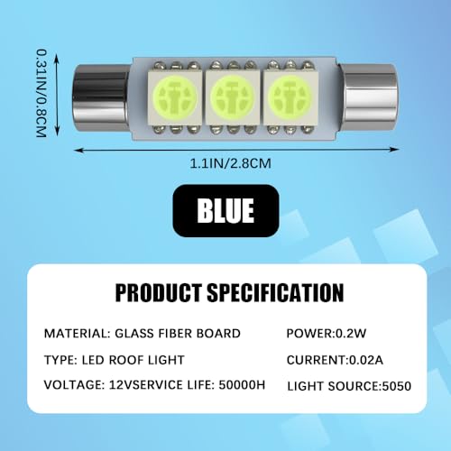 10 luces LED para visera de auto, color azul hielo miniatura 2
