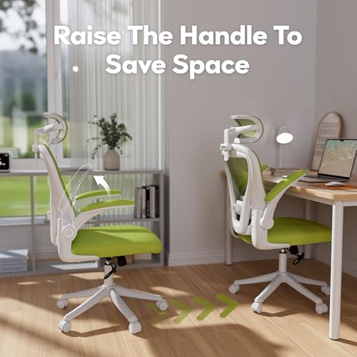 Image of Ergonomic Office Chair with Memory Foam Seat, Computer Desk Chair | 3.5 inch Memory Foam Cushion, 3D Adjustable Headrest, Lumbar Support, Flip-Up Armrests, Breathable Mesh, 330LBS Weight Capacity