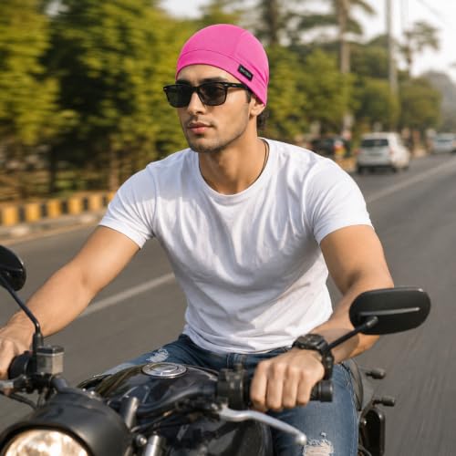 Image of Unisex Helmet Skull Cap for Bikers & Cyclists, Polyester Head Cap, Hair Inner Helmet Cap for Men, Sweat Cooling Beanie Cap, Skull Mask for Summer, Bike Accessories