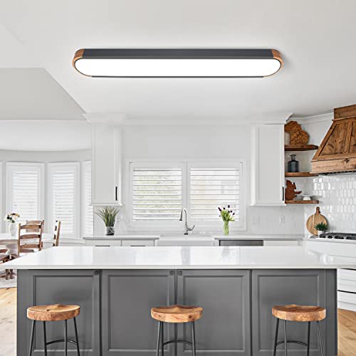 Edislive Dimmable Led Ceiling Light With Remote Control 3000K-6000K Minimalist Modern Wood Flush Mount Ceiling Light Low Profile Light Fixture Grey #TOP3