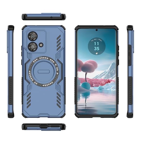 Ochronna obudowa tylna Kompatybilny z Motorola Edge 40 Neo 5G Pełna obudowa Wytrzymała, odporna na wstrząsy Twarda Cienka Solidna obudowa z obsługą ładowania bezprzewodowego(Blu)