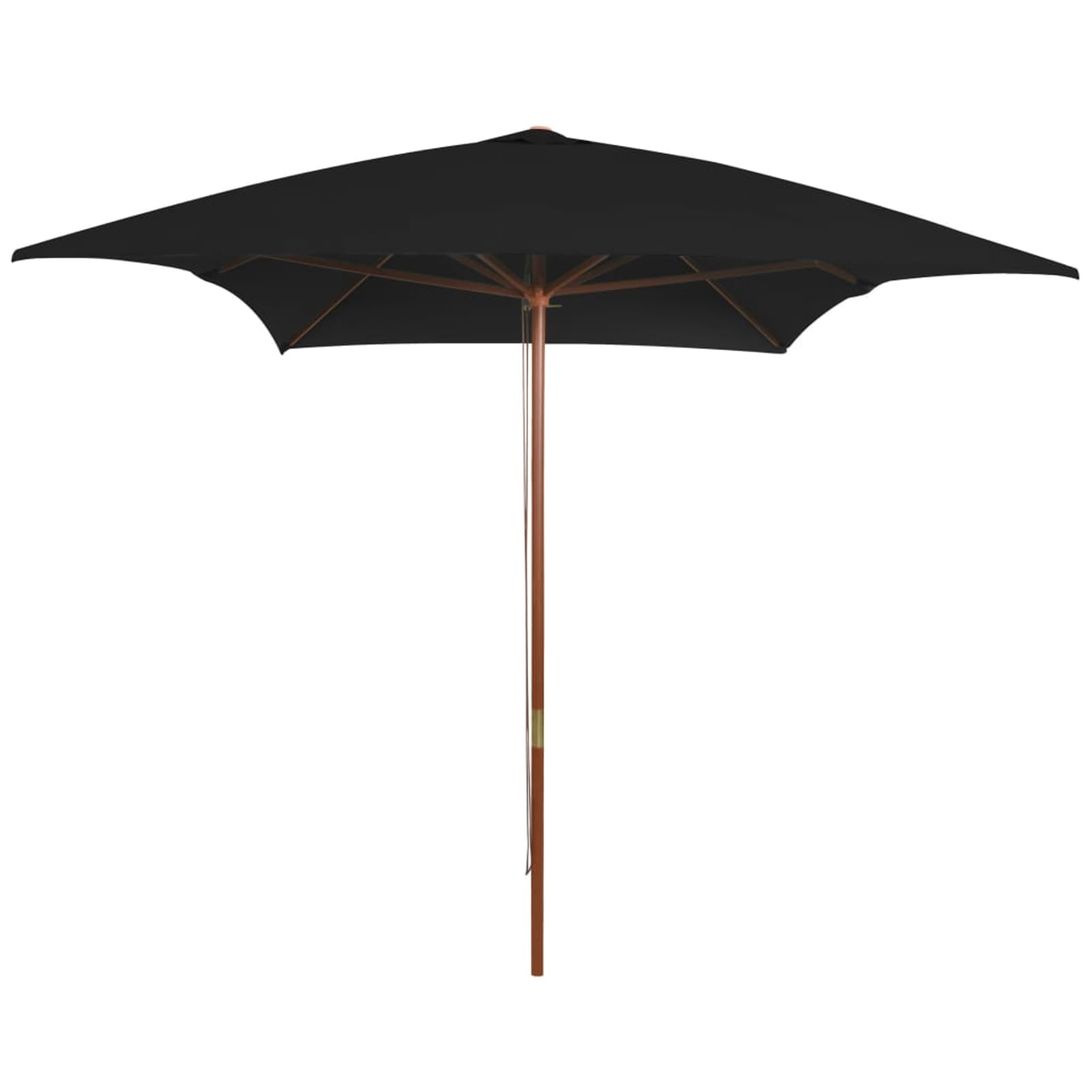 Homgoday Sombrilla con palo de madera, sombrilla de jardín, playa, terraza, mercado, protección UV, para jardín, playa, terraza, color negro, 200 x 300 cm, Negro , Grande