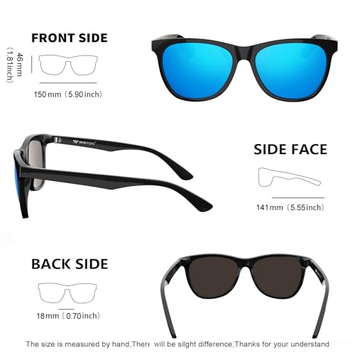 Image of WISTON XL Square Polarized Sunglasses for Big Heads Men Oversized 150mm Wide TR90 Frame UV400 Protection Shades 8140