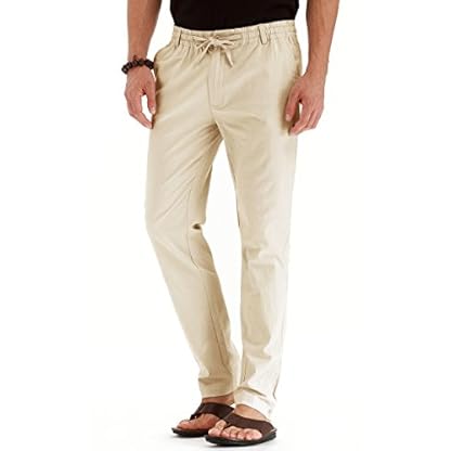 Sailwind Men's Drawstring Linen Pants Casual Summer Beach Loose Trousers - Image 4