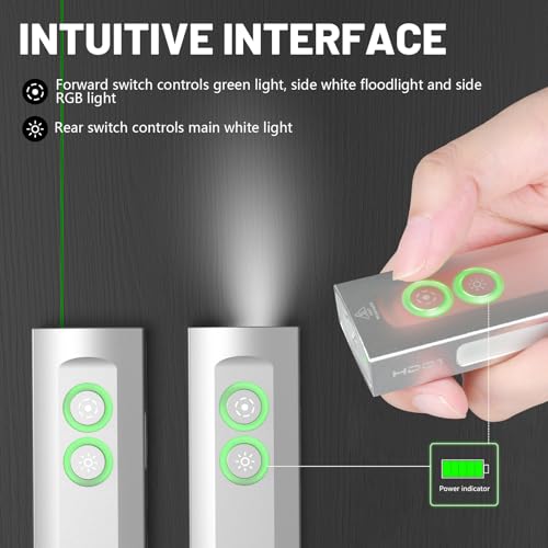 Image of Wurkkos HD01 Magnetic Flashlight with White, RGB & Green Lights | 1200 Lumens,Rechargeable, Pocket,EDC Flashlight,Flat, Outdoors, Triple Light Sources, Work, Emergency