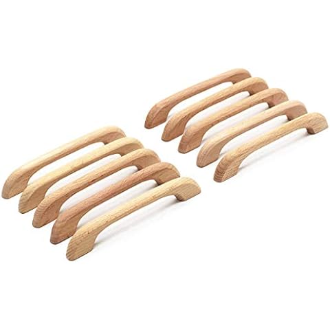 WEICHUAN 10PCS Unfinished Wood Drawer Knobs Pulls Handles - Kitchen Cabinets Furniture Dresser Wardrobe Cupboard Drawer Knobs Pulls Handles(5" Hole Centers) Cover