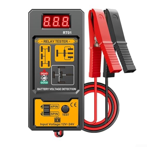 DUZEPA Car Relay Tester RT01 4-Pin 5-Pin Detection Tool with LCD Display for 12V and 24V Relays in Multiple Vehicle Types and Applications